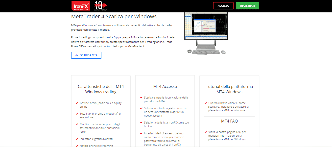 Piattaforma di trading MetaTrader 4 di IronFX